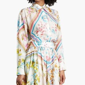 Zimmermann Halcyon Floral Silk Blouse In White